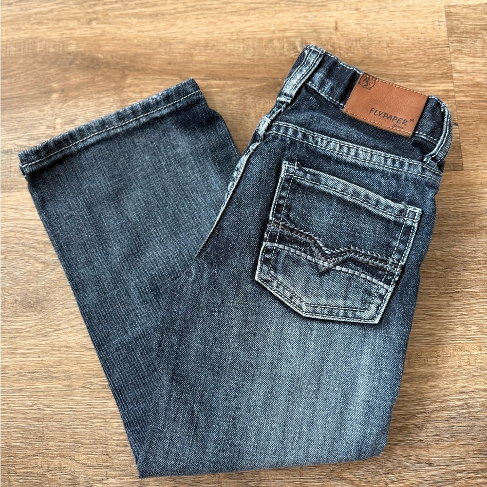 Flypaper Boys Straight Jeans in Washed Blue with Contrast Stitching